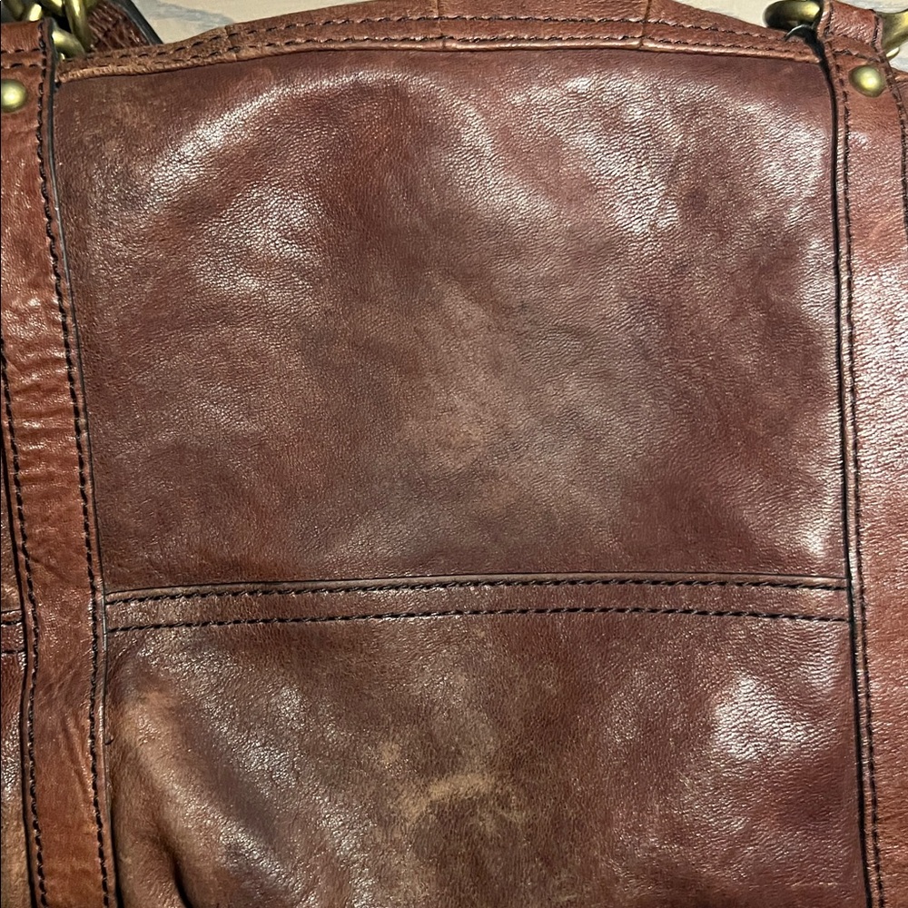 Fossil Brown Leather Chain Crossbody Shoulder Bag Boho - Picture 9 of 10